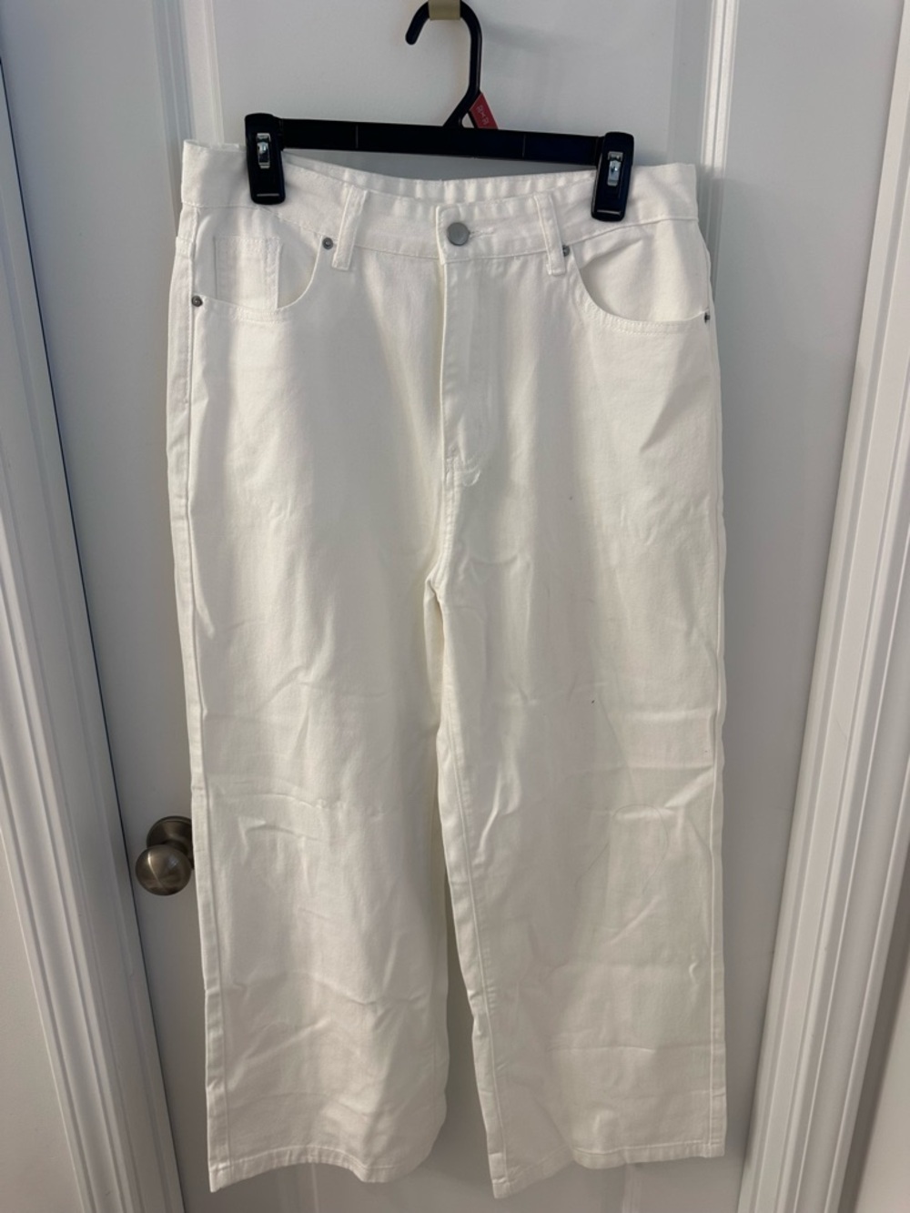 White Wide-Leg High-Rise Jeans